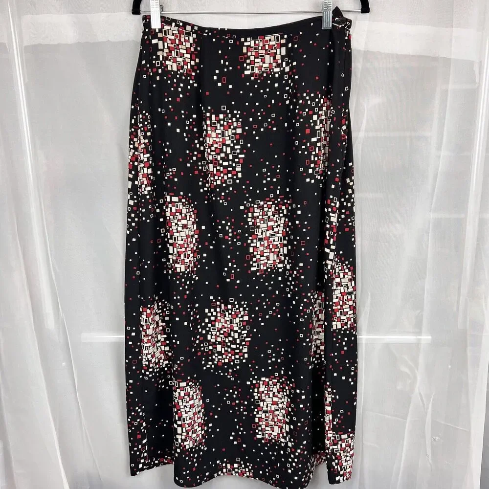 vintage 90s First option geometric maxi skirt black retro sz Sm space funky